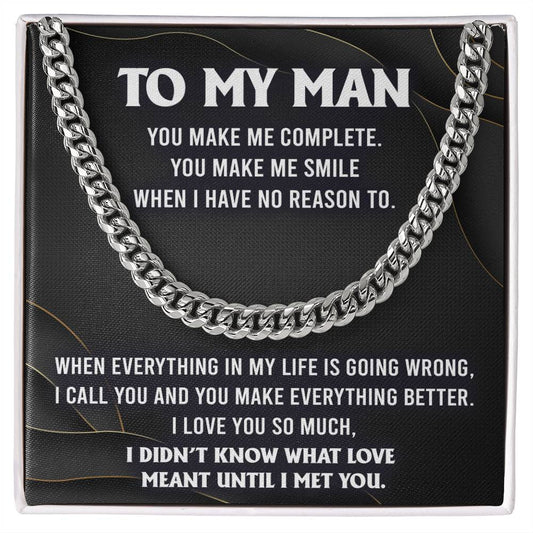 To My Man - You Make Me Complete/Soulmate/Christmas/Husband/Birthday/Valentines/Just Because/Anniversary/Graduation