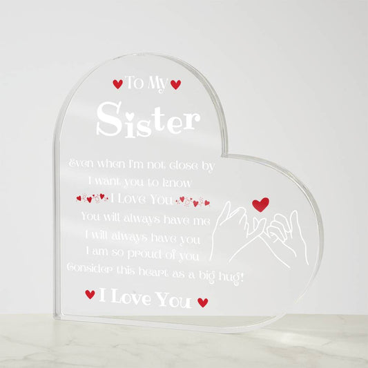 Sister/I Love You/Acrylic Heart/Birthday/Graduation/Christmas