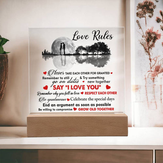 Love Rules/I Love You/Husband/Wife/Anniversary/Birthday/Christmas/Valentines